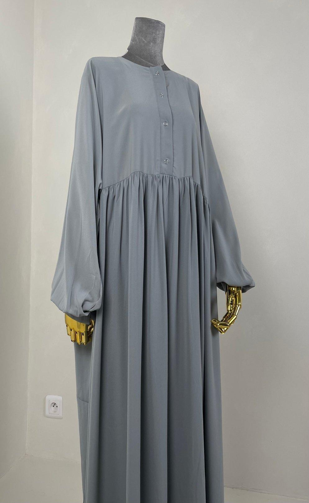 Abaya Hijrati couleur bleue de gris