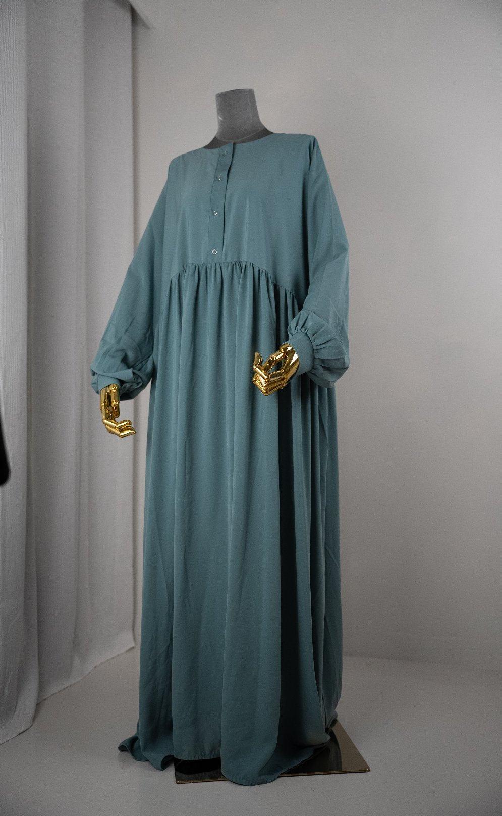 Abaya hijrati couleur bleue lagon