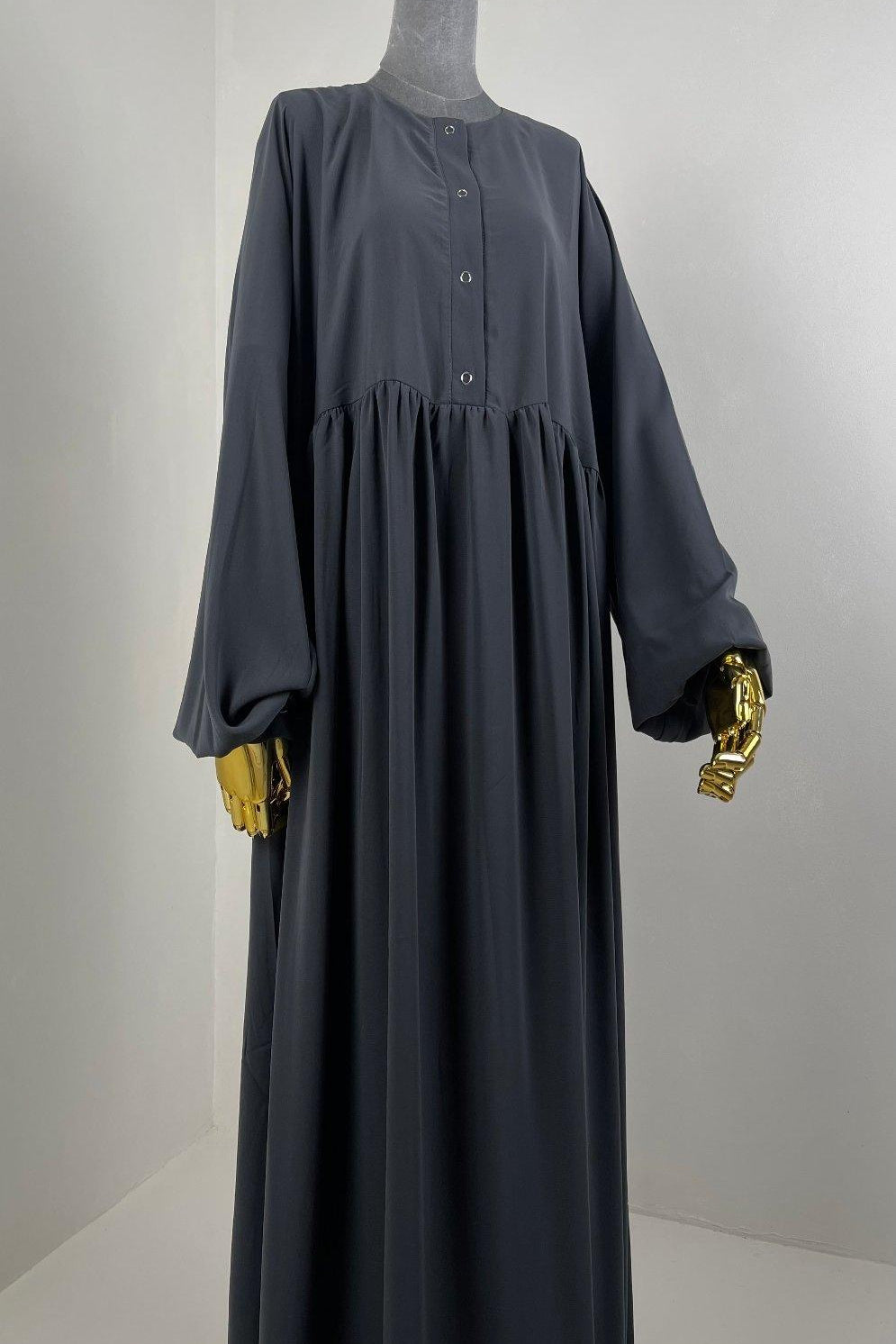 Abaya Hijrati couleur gris anthracite