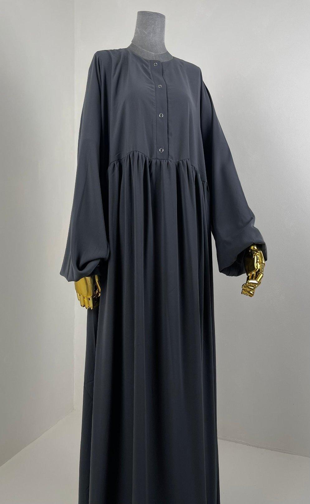 Abaya Hijrati couleur gris anthracite