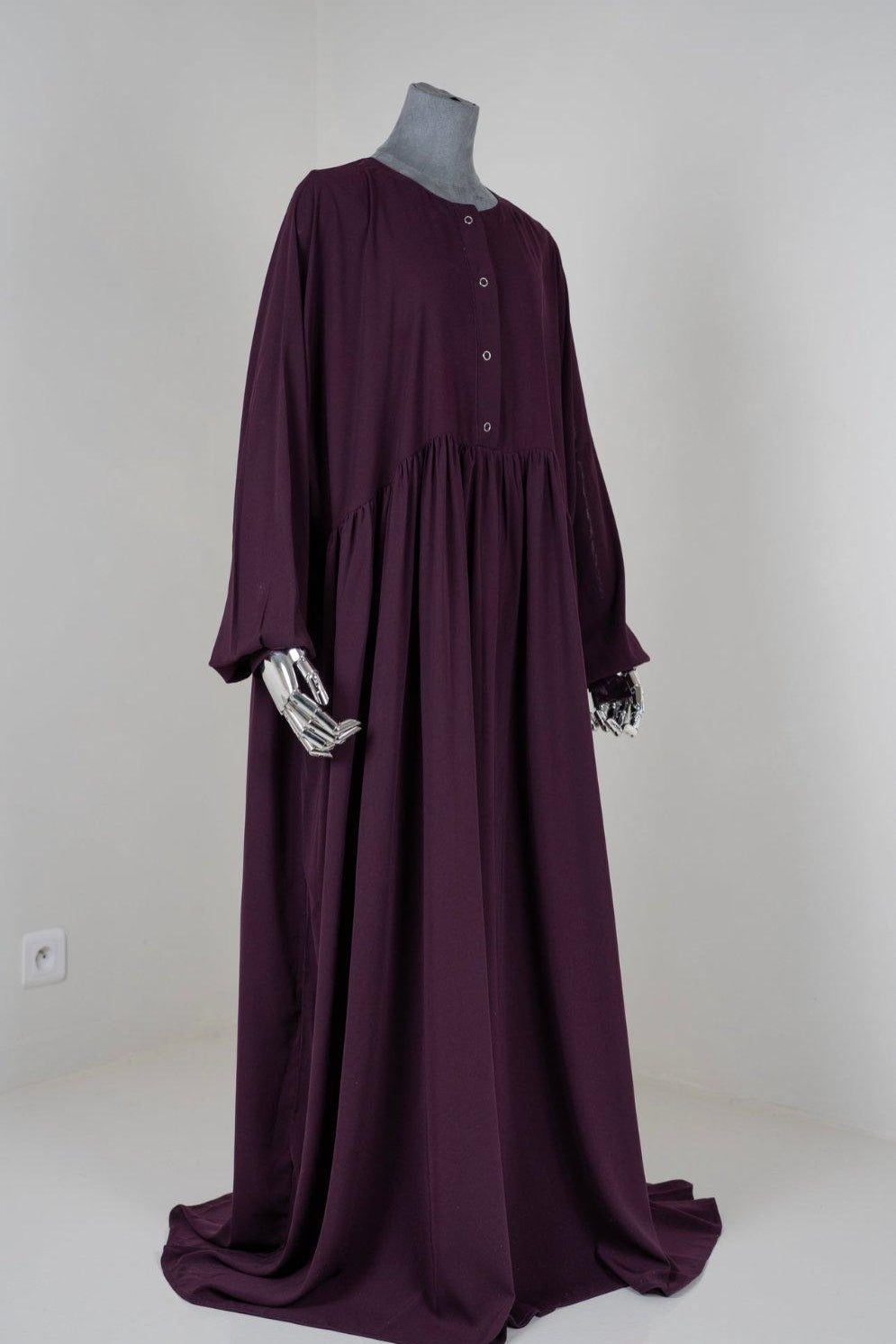 Abaya hijrati couleur prune