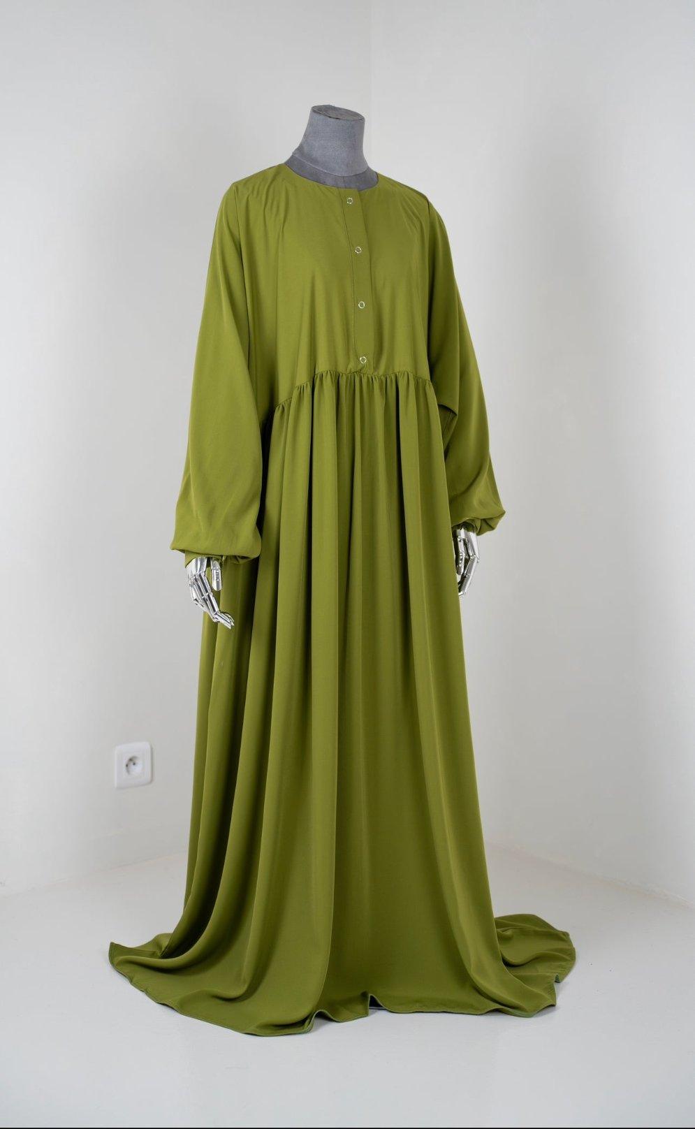 Abaya hijrati couleur vert olive