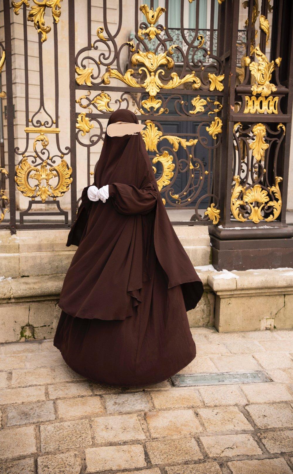 Khimar cape fente marron